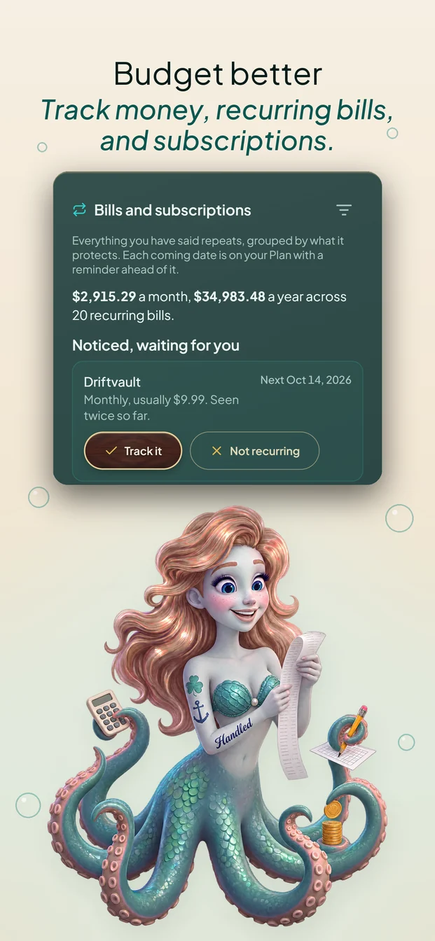 App Store screen: Budget better. Track money, recurring bills, and subscriptions.